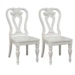 Liberty Furniture Industries - Magnolia Manor Splat Back Side Chair (RTA)-Set of 2 in Antique - White