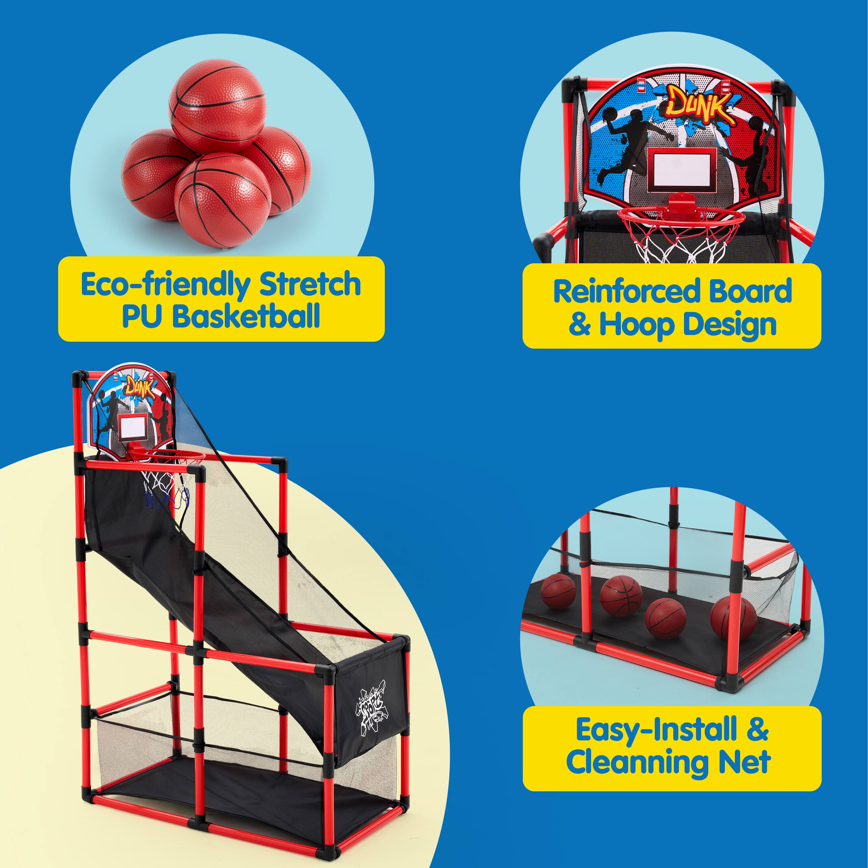 DONK Eco-friendly Stretch PU Basketball Reinforced Board & Hoop Design DIK XXO Easy-Install & Cleaning Net