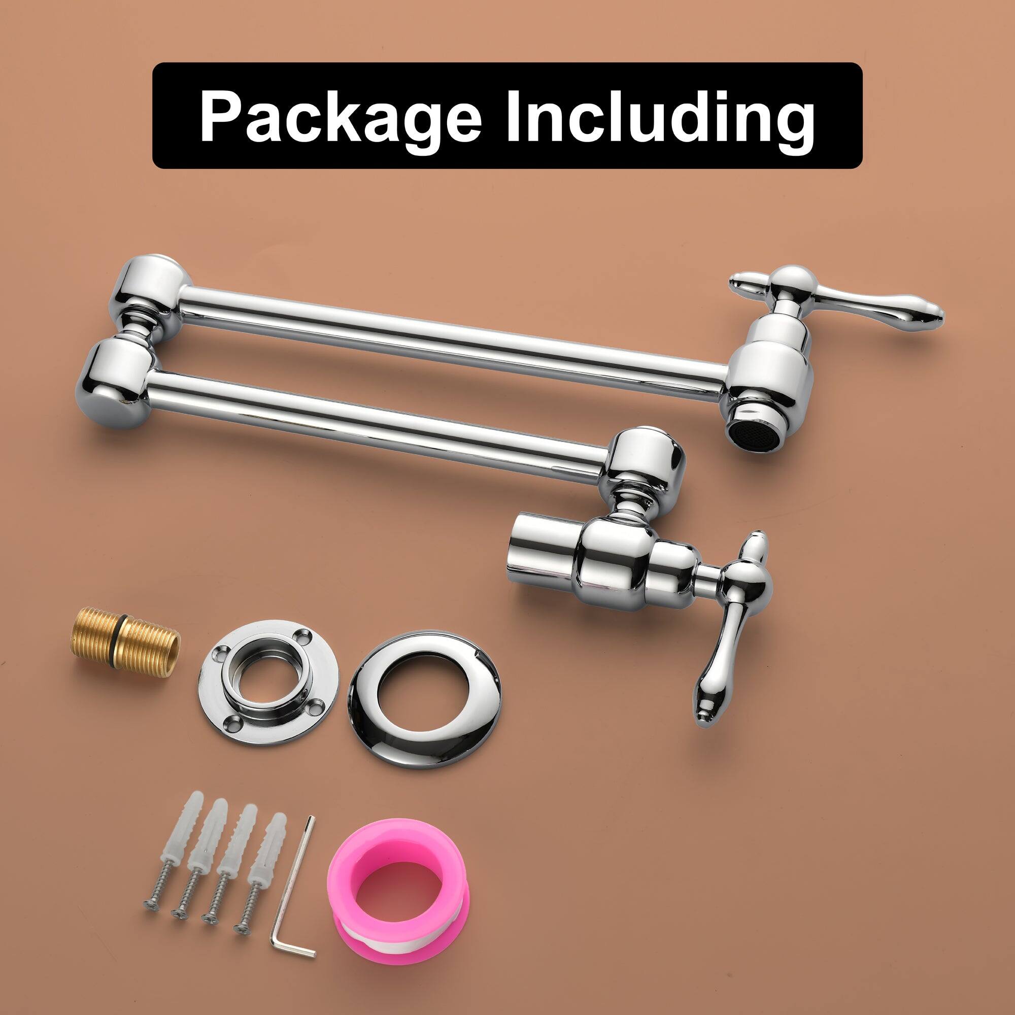 Package Including

- 2 x Stainless Steel Shower Arm
- 1 x Shower Head
- 1 x Connector
- 1 x Gasket
- 1 x Nut
- 4 x Screws
- 1 x Pink Silicone Seal