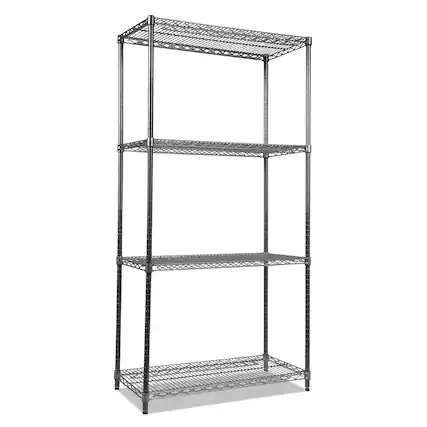 Front. Alera - Wire Shelving Starter Kit, Four-Shelf, 36w X 18d X 72h, Black Anthracite - Black Anthracite.
