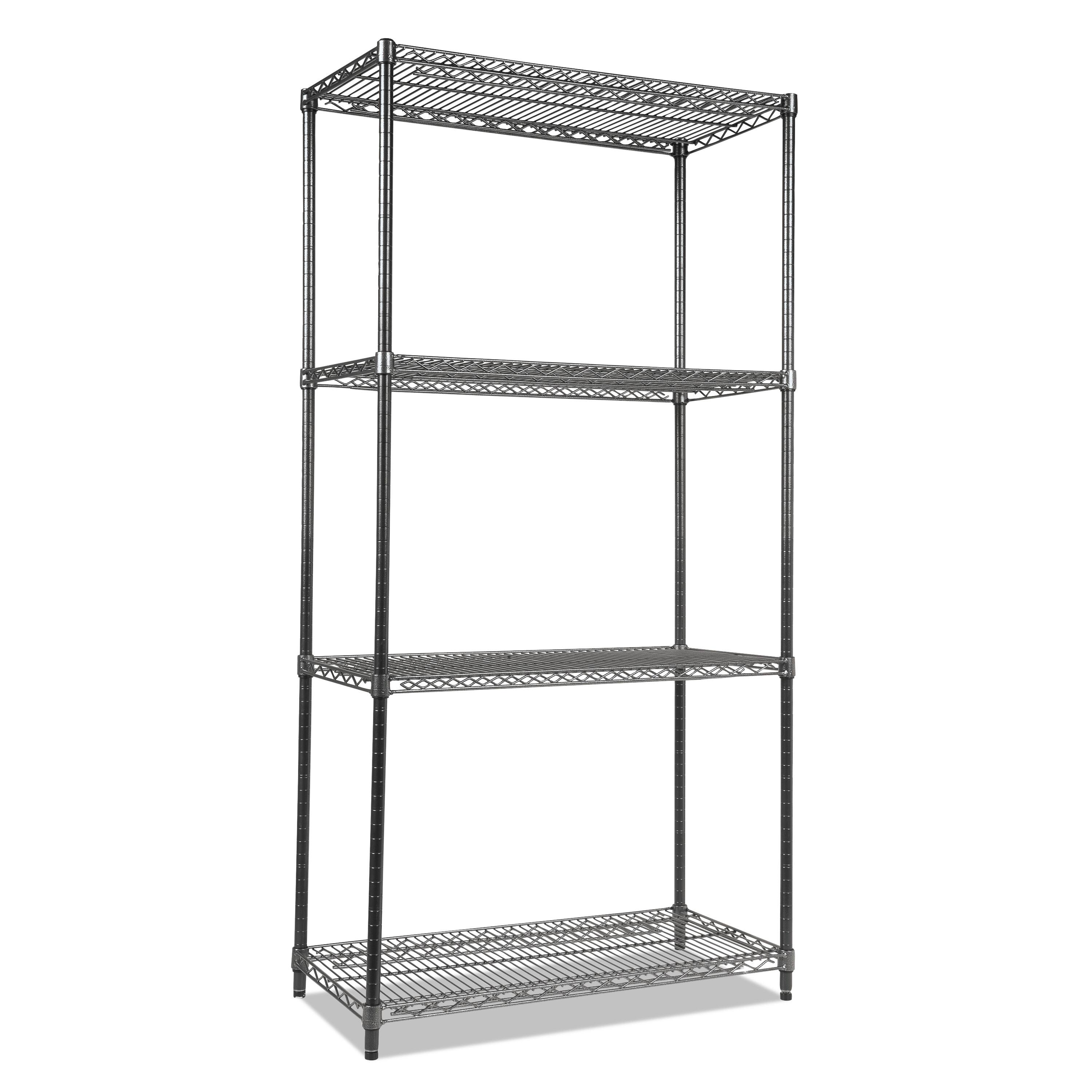 Front. Alera - Wire Shelving Starter Kit, Four-Shelf, 36w X 18d X 72h, Black Anthracite - Black Anthracite.