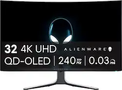 Alienware - AW3225QF 31.6" QD-OLED Curved 4K UHD 240Hz .03-ms G-SYNC Gaming Monitor with HDR (HDMI, USB-C) - Lunar Light - Front_Zoom