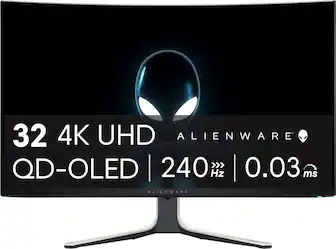 Alienware - AW3225QF 32" QD-OLED Curved 4K UHD 240Hz 0.03-ms G-SYNC Compatible Gaming Monitor with HDR (HDMI, DisplayPort. USB) - Lunar Light