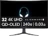 Alienware - AW3225QF 32" QD-OLED Curved 4K UHD 240Hz 0.03-ms G-SYNC Compatible Gaming Monitor with HDR (HDMI, DisplayPort) - Lunar Light