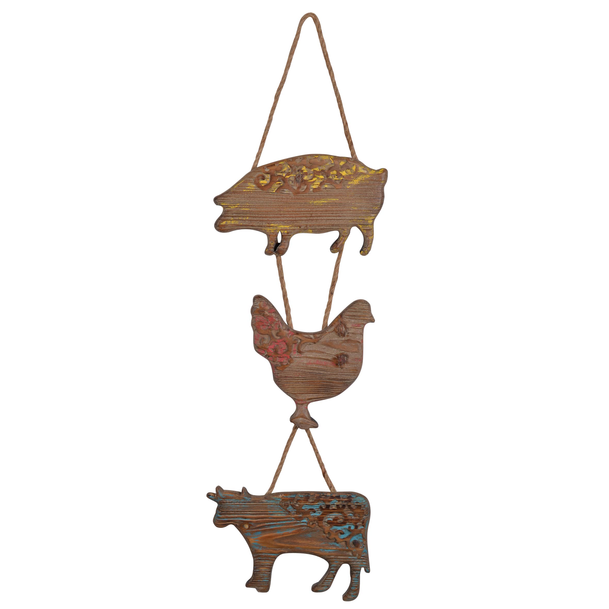 A & B Home - 42089 10x35.5 Inch Farm Animals Wall Art - Multicolored