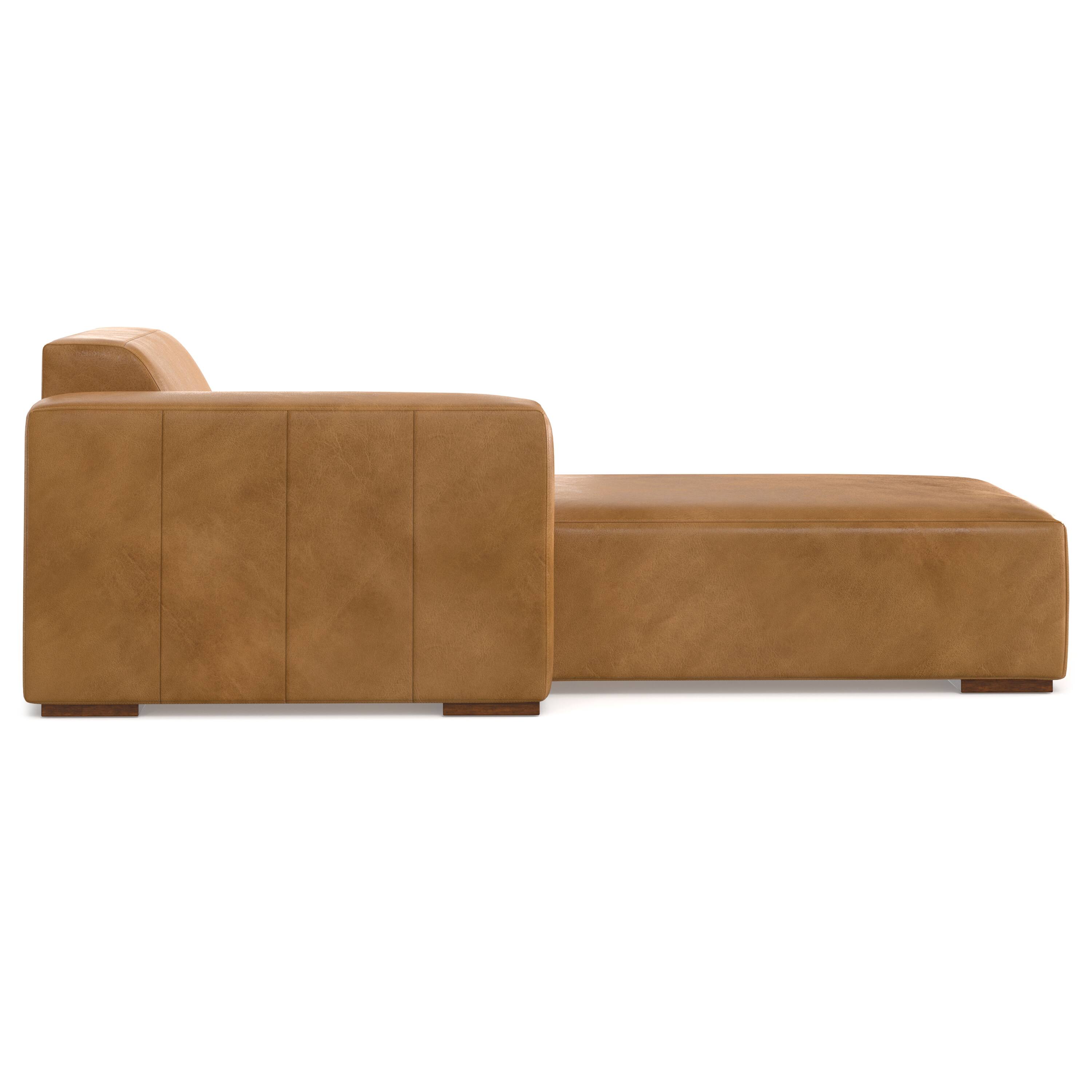 Alt View 2. Simpli Home - Rex Left Chaise Sofa Module in Genuine Leather - Sienna.