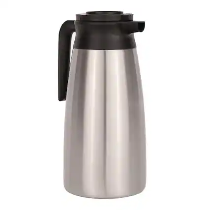 Front. BUNN - BUNN 39430.0000 1.9 L Thermal Pitcher - Stainless Steel/Black - Stainless Steel/Black.