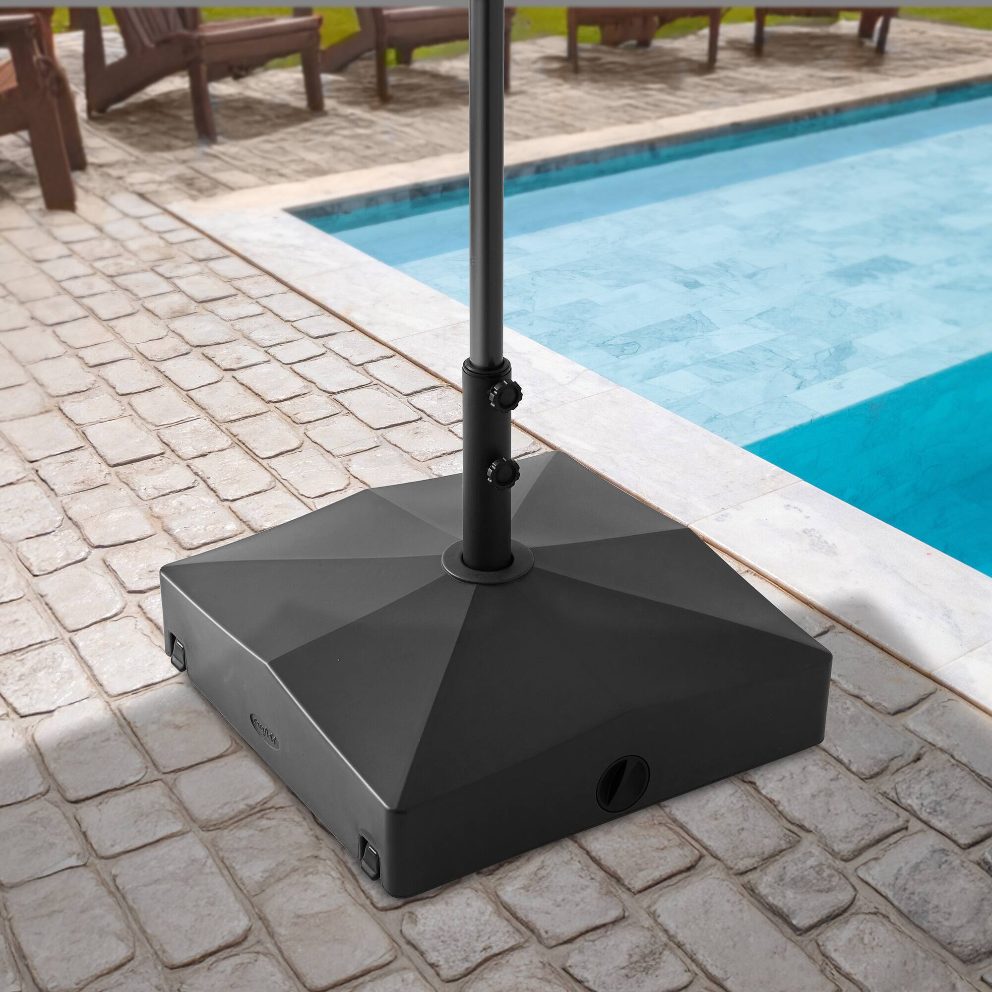 Alt View 1. Casafield - Fillable Mobile Umbrella Base Stand w/ Wheels for Patio - Lawn - Deck - Black.