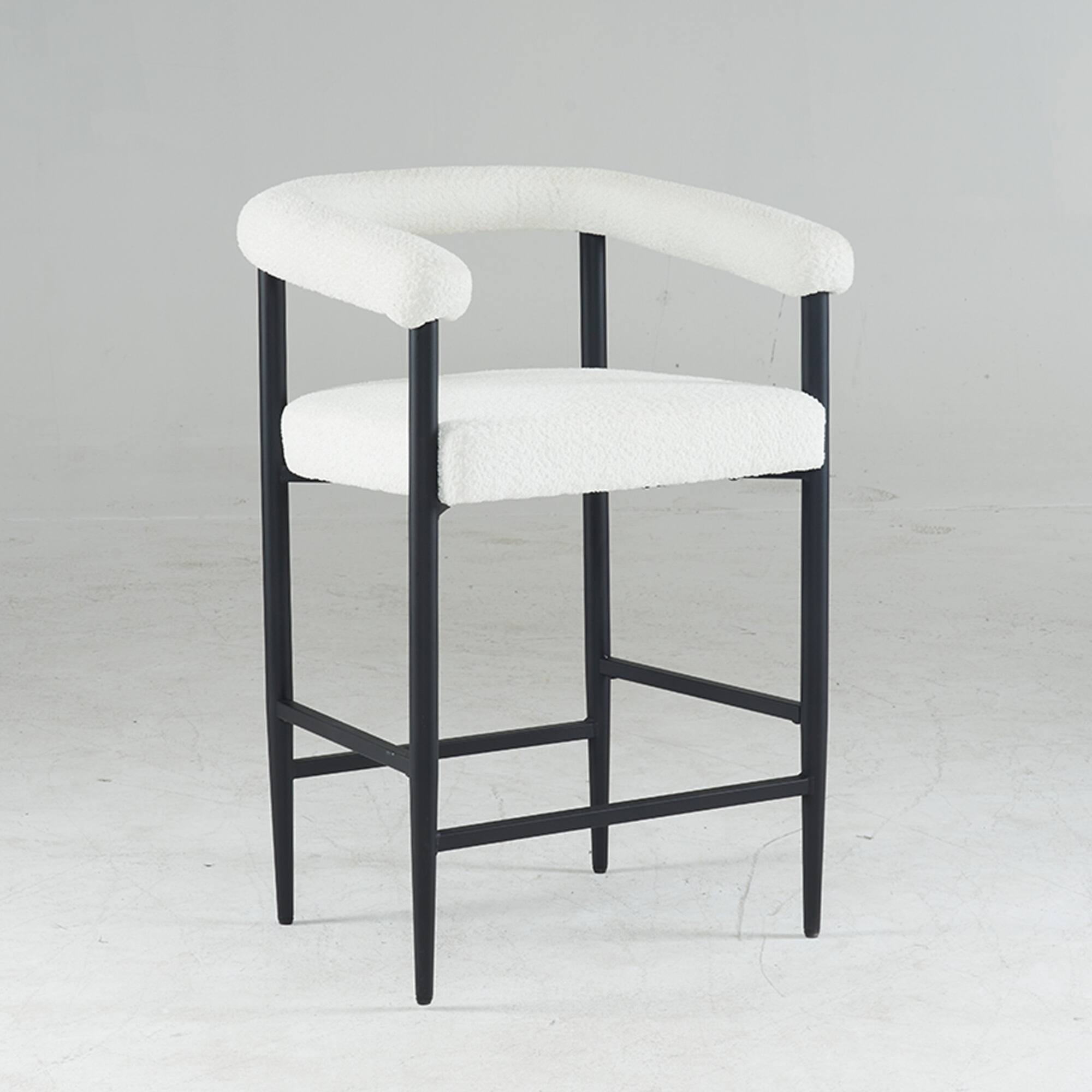 Alt View 6. GOODSILO - Modern Upholstered Counter Height Bar Stools Set of 2 with Metal Frame and Armrests for Kitchen Island Dining Room Cafe - White.