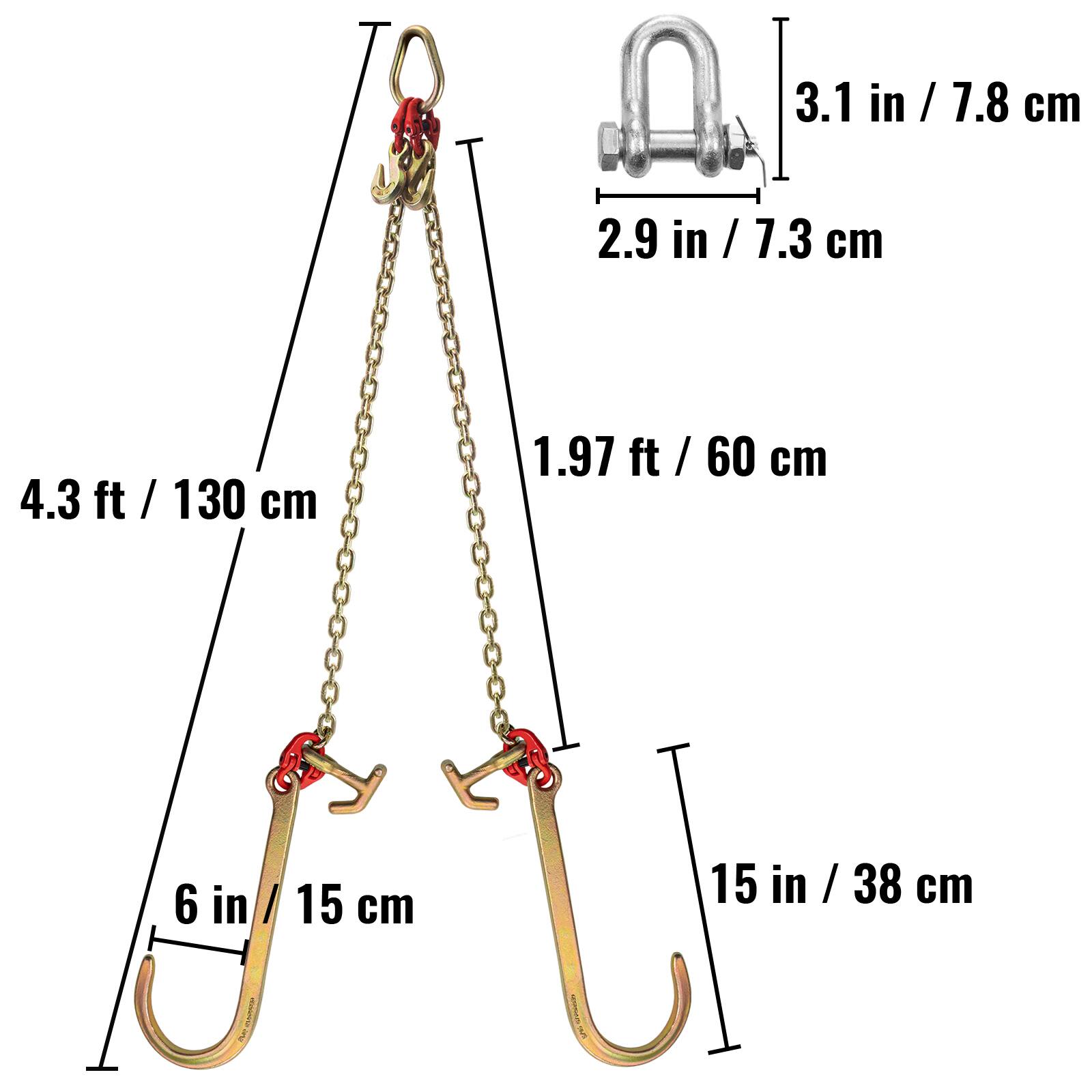 3.1 in / 7.8 cm  
2.9 in / 7.3 cm  
4.3 ft / 130 cm  
1.97 ft / 60 cm  
6 in / 15 cm  
15 in / 38 cm