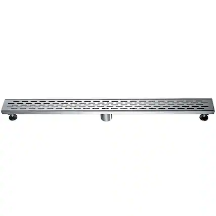 Front. Alfi - ABLD36C 36" Modern Stainless Steel Linear Shower Drain with Groove Holes - Silver.