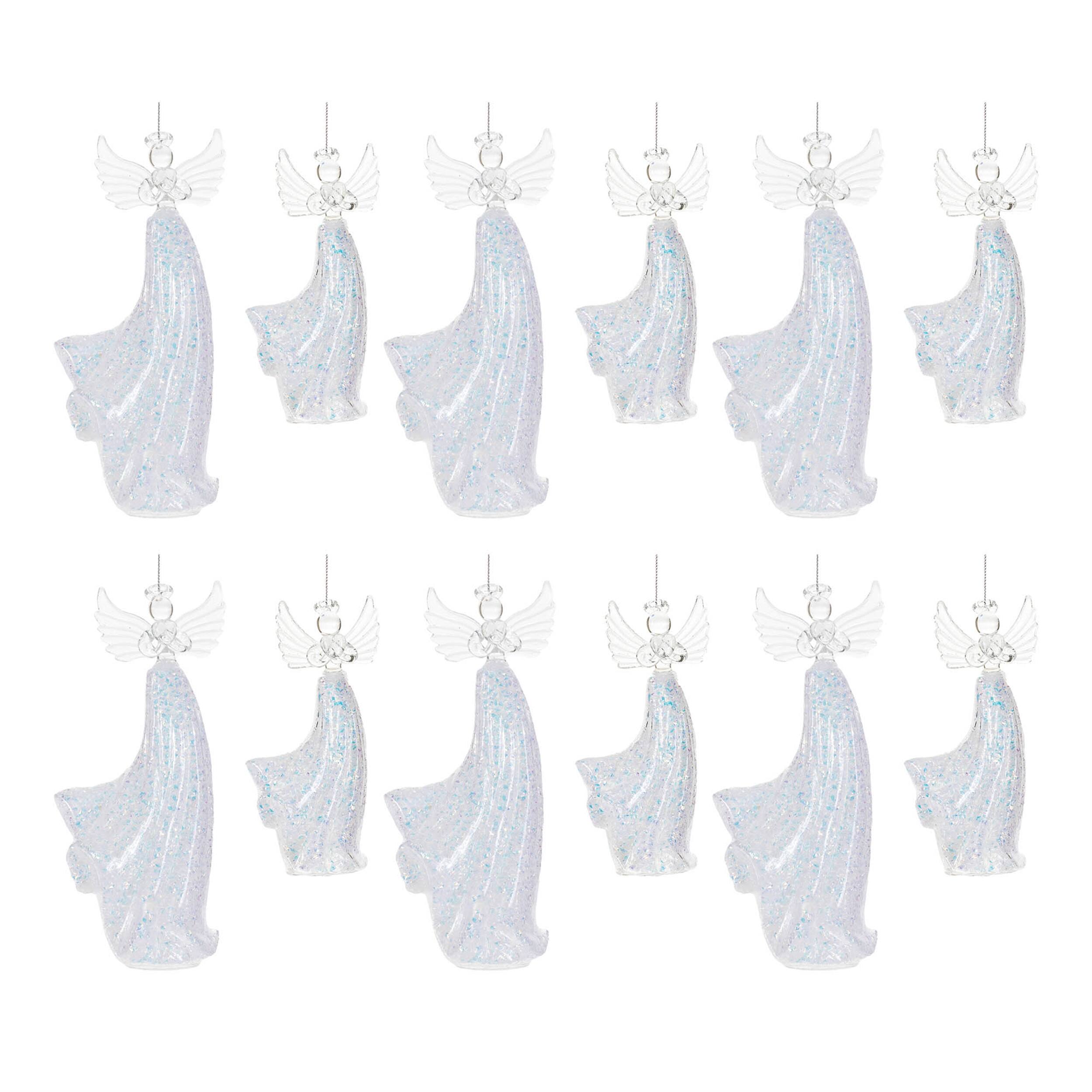 Left. BreeBe - Iridescent Glass Angel Ornament (Set of 6) - Clear.
