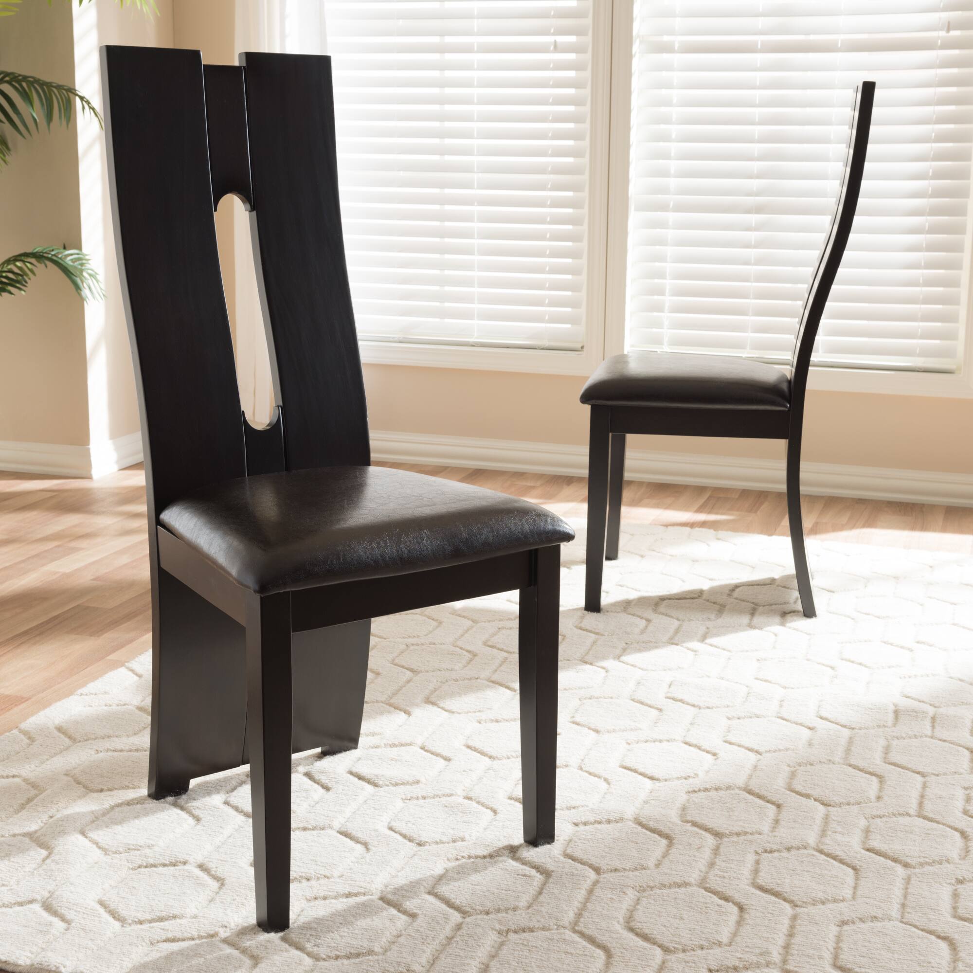 Alt View 1. Baxton Studio - Set of 2 Alani Modern and Contemporary Faux Leather Upholstered Dining Chairs - Dark Brown.