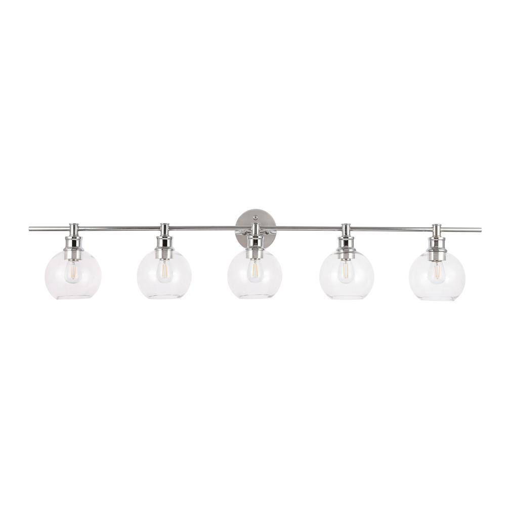 Alt View 1. Living District - Collier 5 light Chrome and Clear glass Wall sconce - Chrome And Clear Glass.