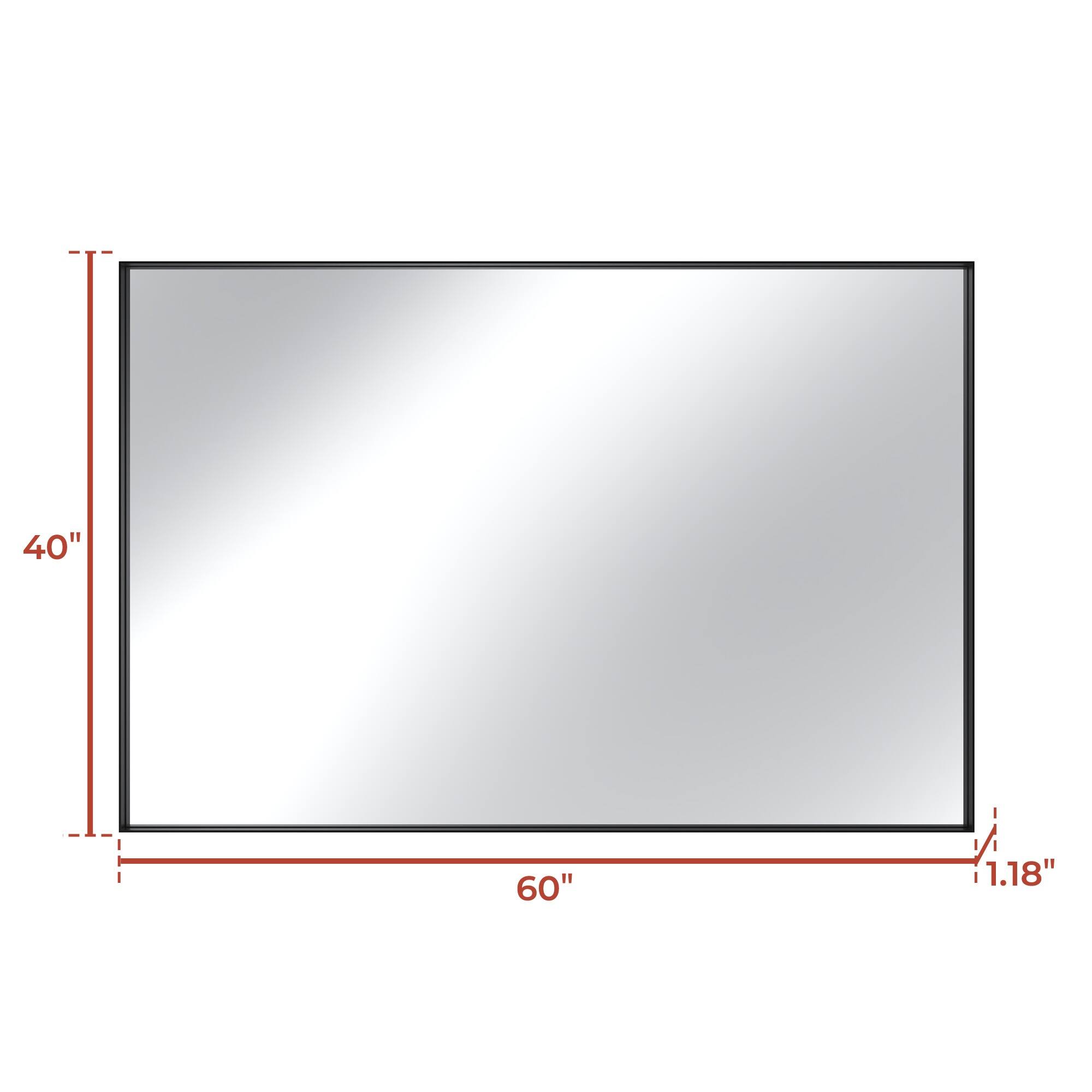 Boyel Living - 60 x 40 in Rectangle Square Right-Angle Mirror with Matte Black Aluminum Frame