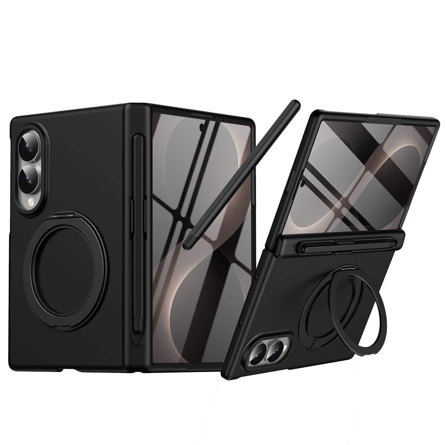 Dteck - Magnetic Ring Stand Rugged Case For Samsung Galaxy Z Fold8 Built-in Screen Protector+Hinge Cover+Stylus - Black price history on PriceWatchPro