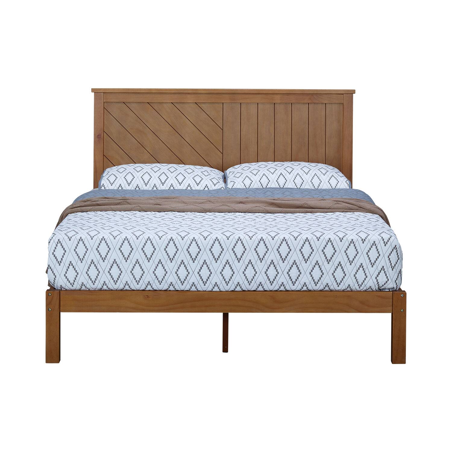 Alt View 3. MUSEHOMEINC - MUSEHOMEINC 12 Inch Solid Wood Platform Bed Frame with Wooden Slats, Queen - Teak.
