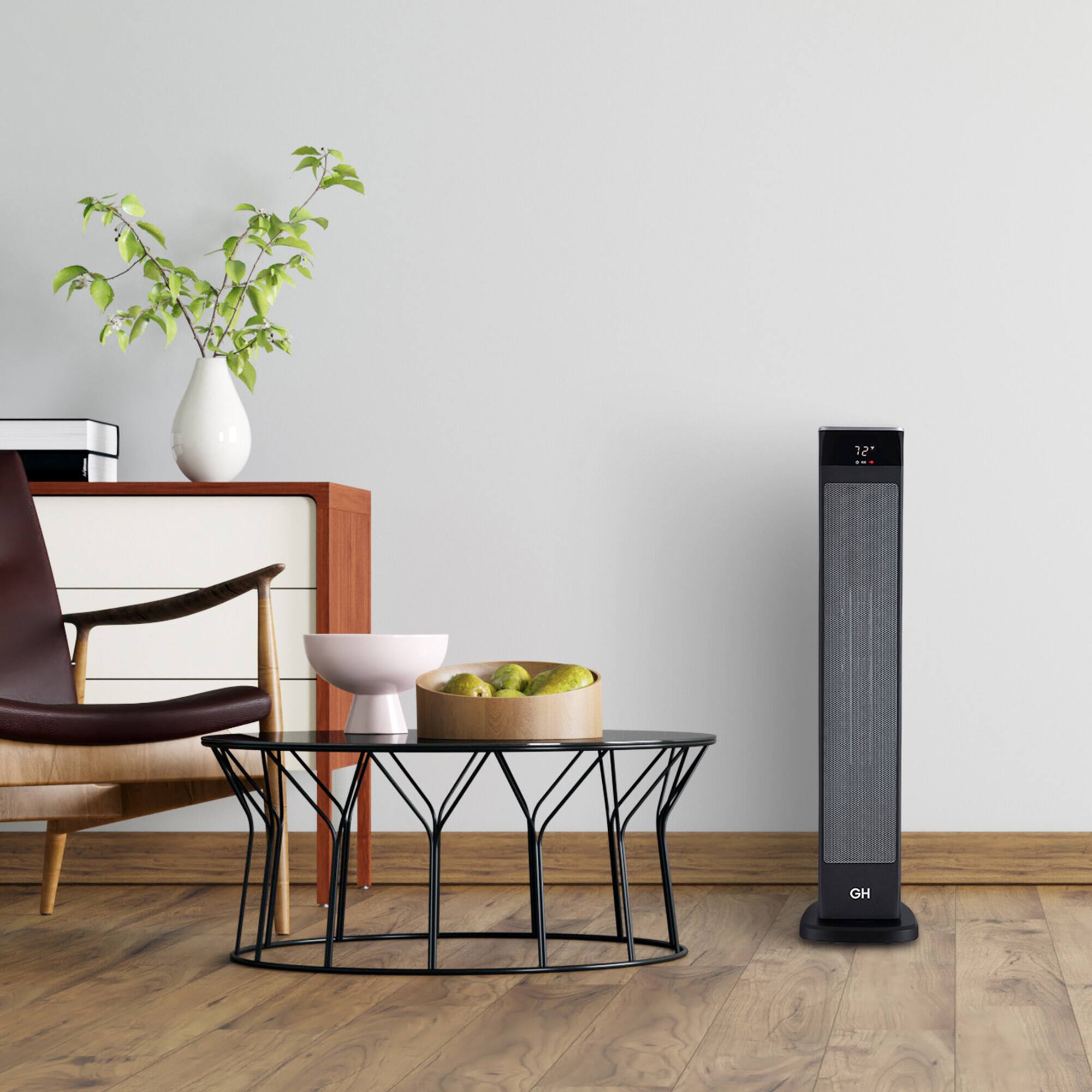Alt View 2. Good Housekeeping - Good Housekeeping 30" Ceramic Tower Space Heater with Remote, Oscillating, Black - Black.