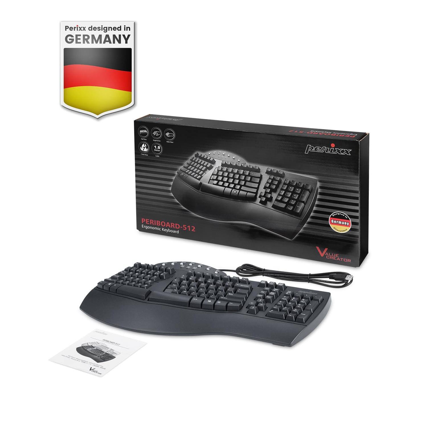 Perixx designed in GERMANY

PERIBOARD-512 Ergonomic Keyboard

1.8 m Cable

Germany

VALUE CREATOR