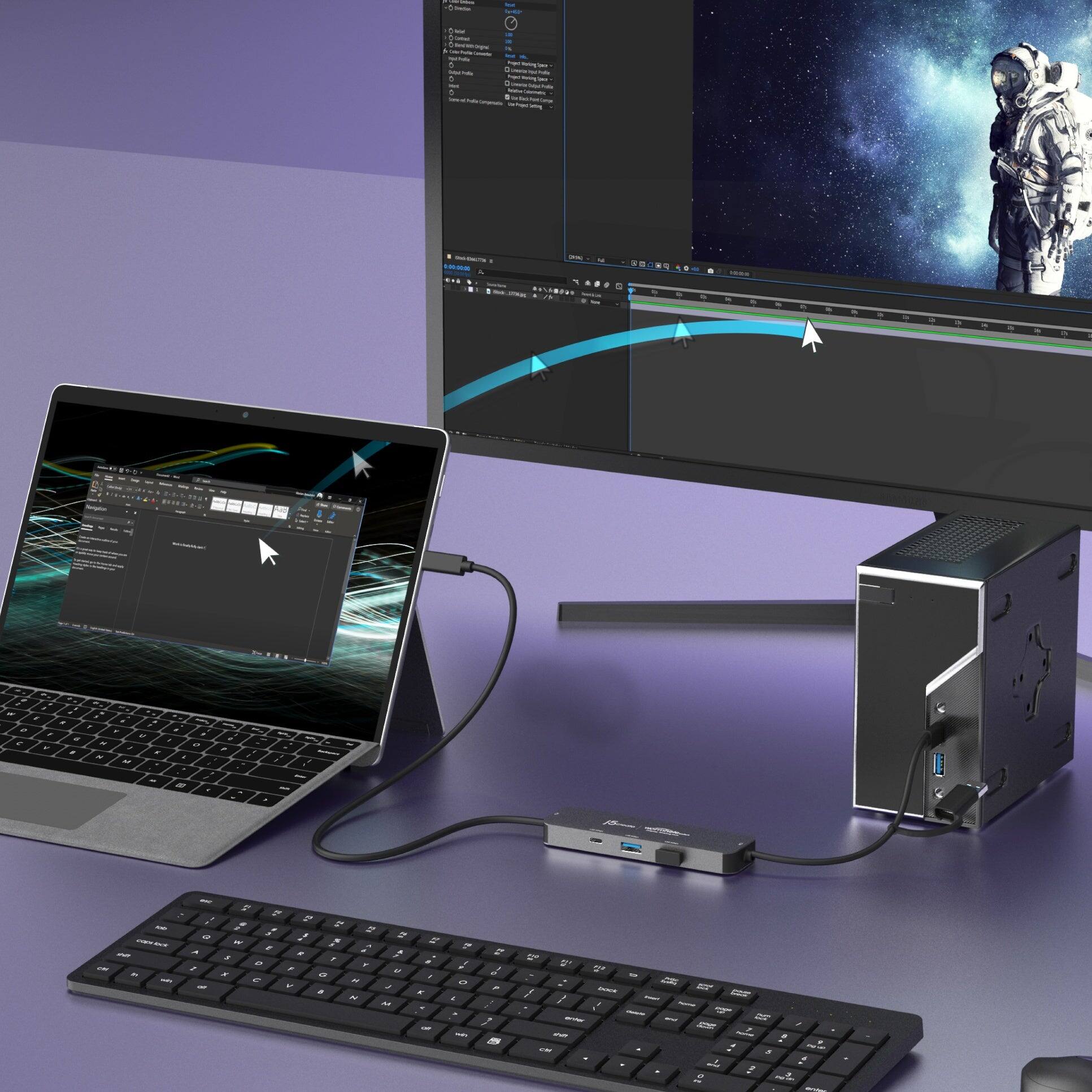 Alt View 3. j5create - Wormhole Switch Display Sharing Hub - Space Grey.