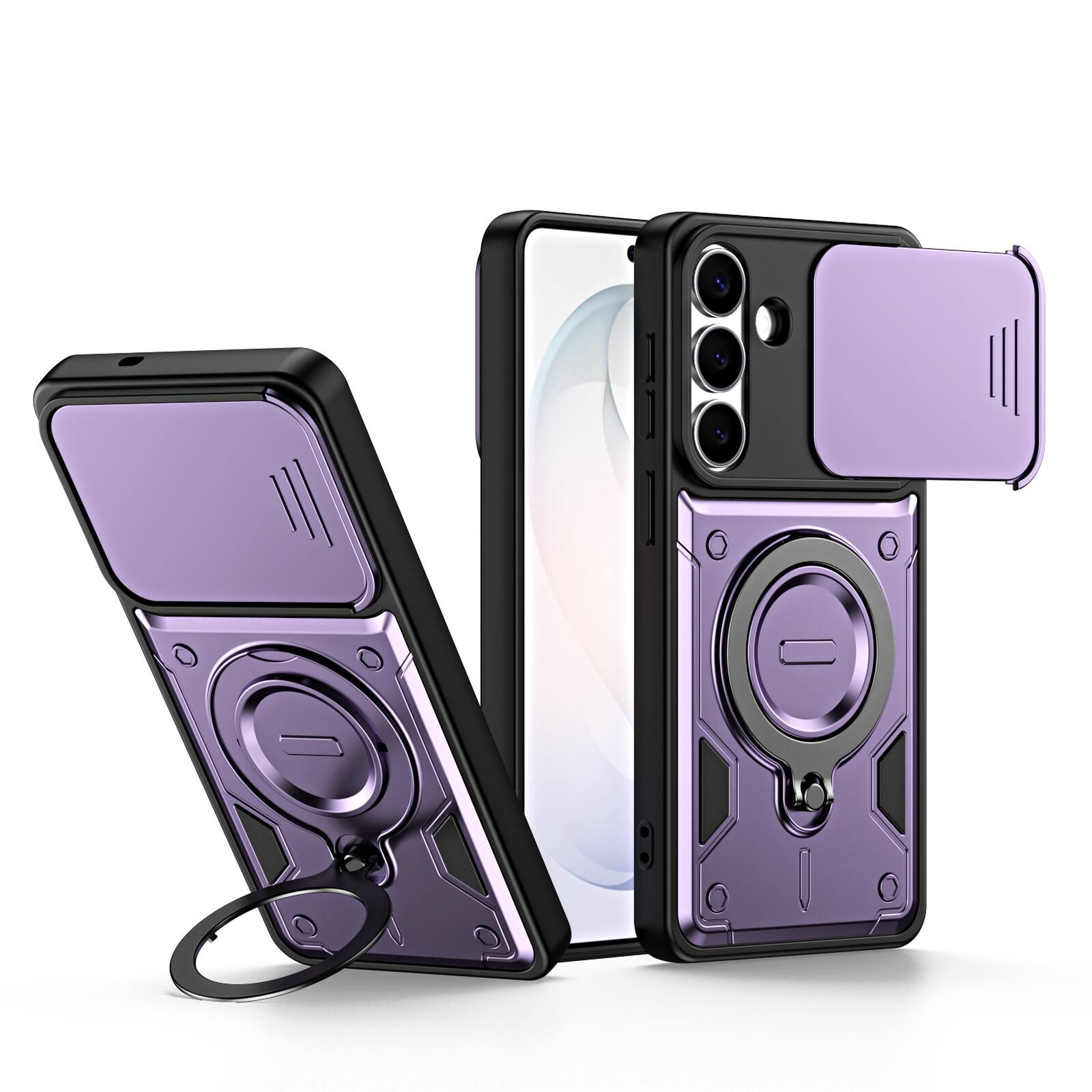 Alt View 7. UUCOVER - For Samsung Galaxy A17 / A26 5G Case with Sliding Camera Lens Cover & 360° Ring Kickstand, Dual Layer Shockproof Shell - Purple.