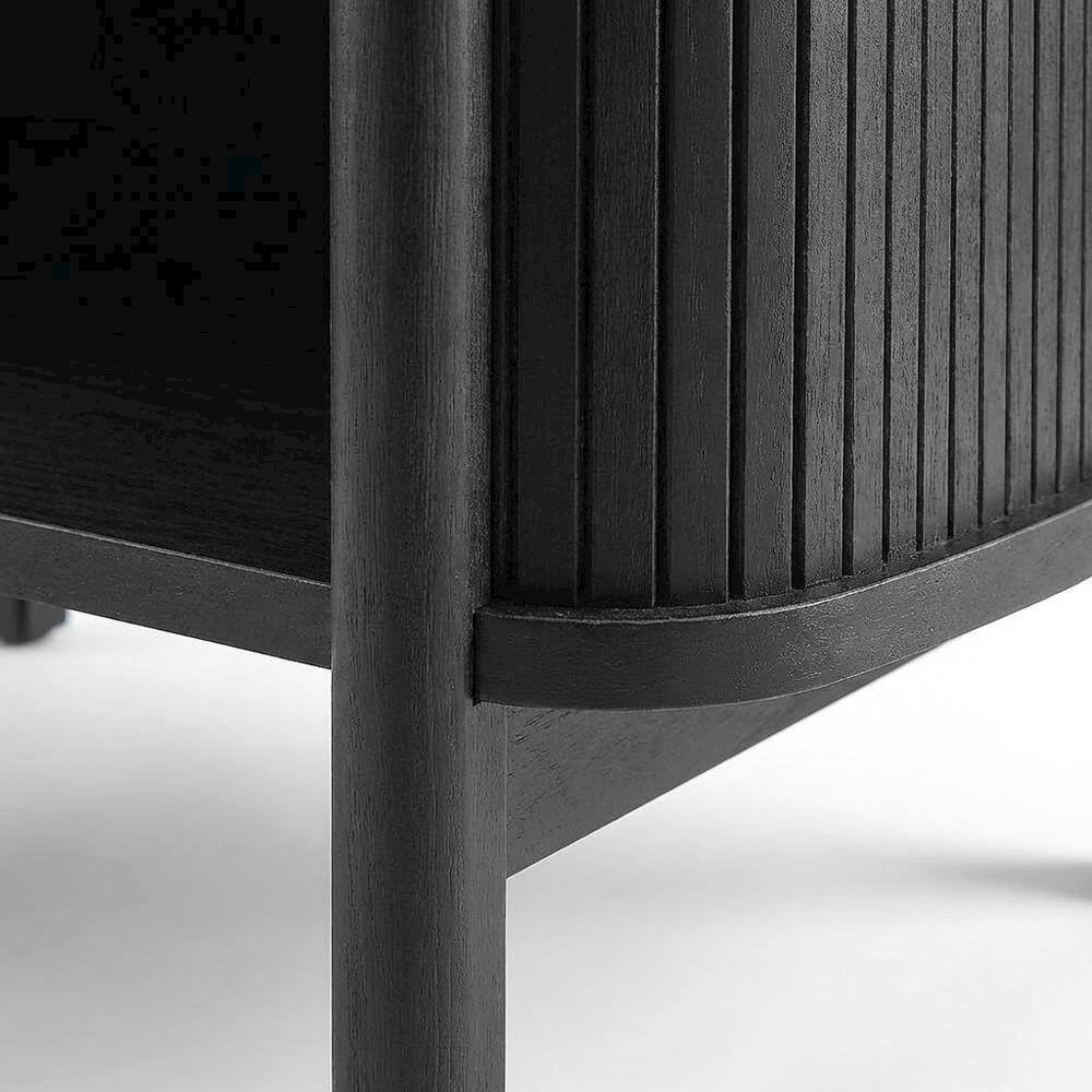 Alt View 1. FurniFact - Nightstand with Open Storage in Black, for Bedroom Living Space - Black.