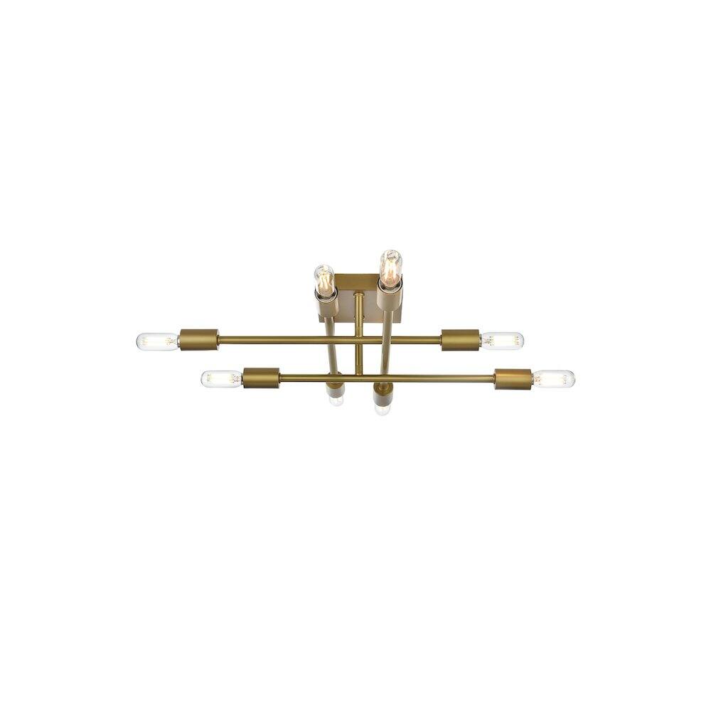 Left. Living District - Script 19 Inch Flush Mount Ceiling Light in Satin Gold - Satin Gold.