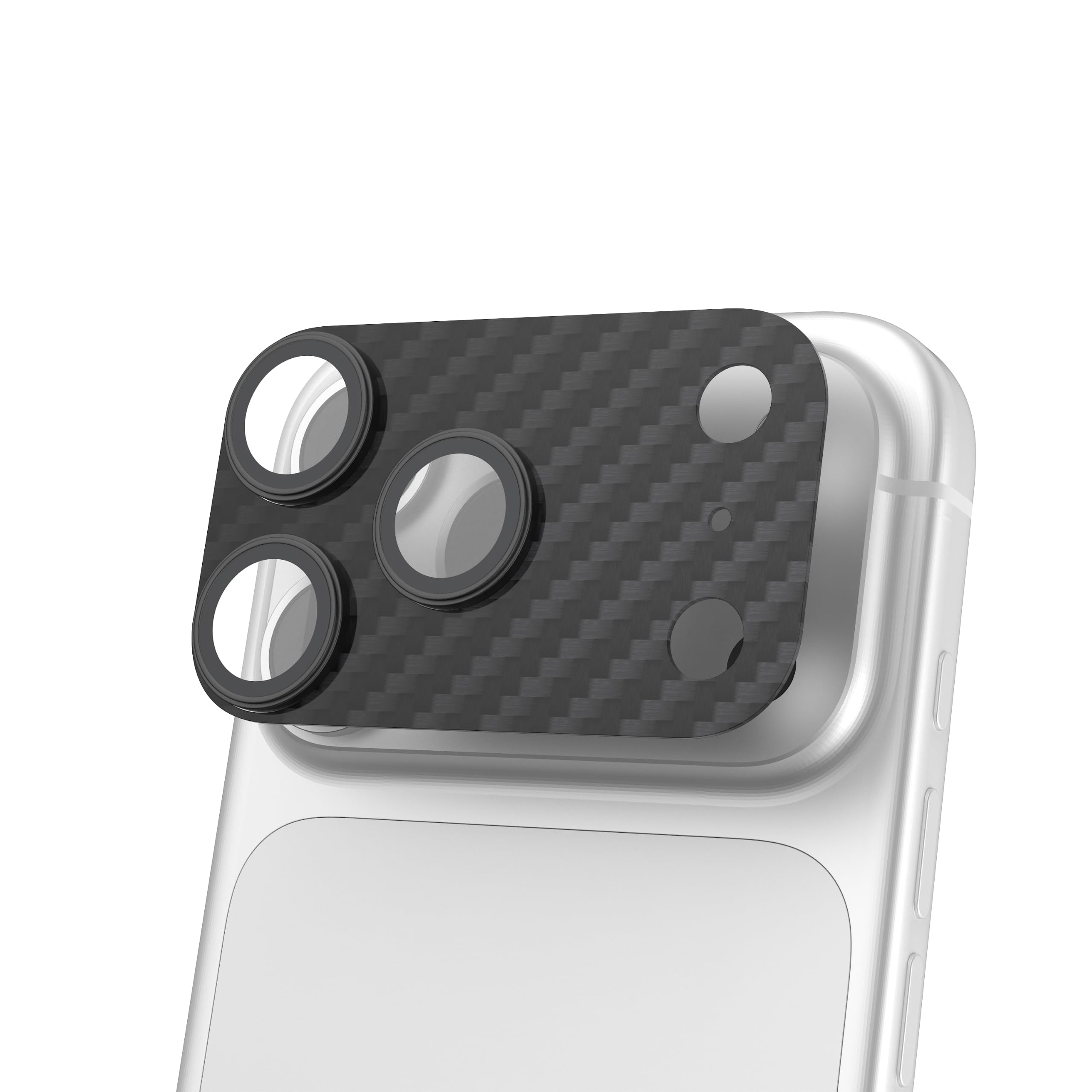 Alt View 6. UAG - iPhone 18 Pro Glass Camera Lens Protector & Camera Plate Protector, Aluminosilicate Glass & Carbon Fiber Backplate - Carbon Fiber/Black.