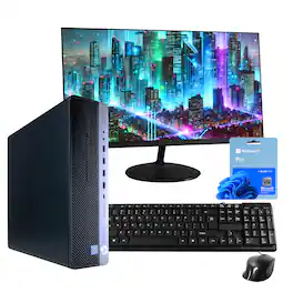 HP - Refurbished Excellent - EliteDesk 800G4 Desktop Computer-Intel i5-16GB DDR4 RAM-500GB SSD-24" LCD-Keyboard & Mouse-Windows 11 Pro - Black