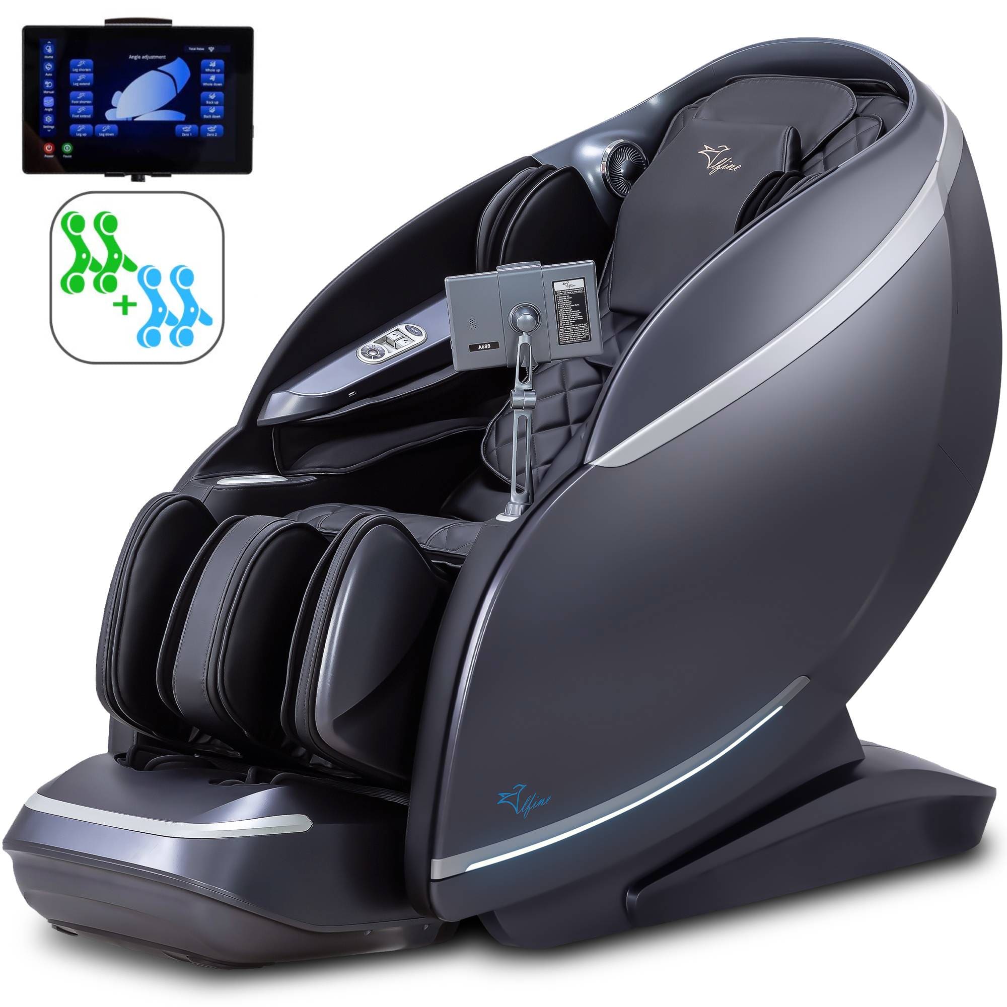 Front. Alfine - Alfine A688 Heaven Duet Massage Chair 4Dx3D Dual-Mechanism Zero Gravity Full Body Relaxation - Black.