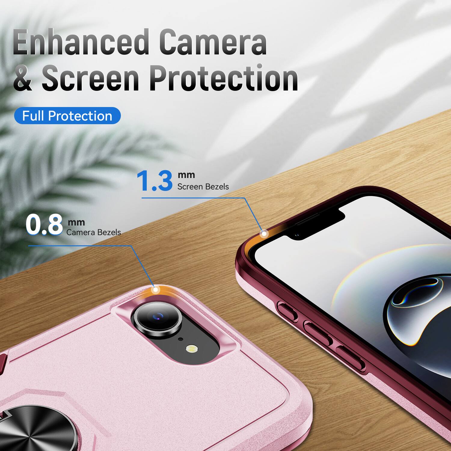 Enhanced Camera & Screen Protection  
Full Protection  
1.3 mm Screen Bezels  
0.8 mm Camera Bezels