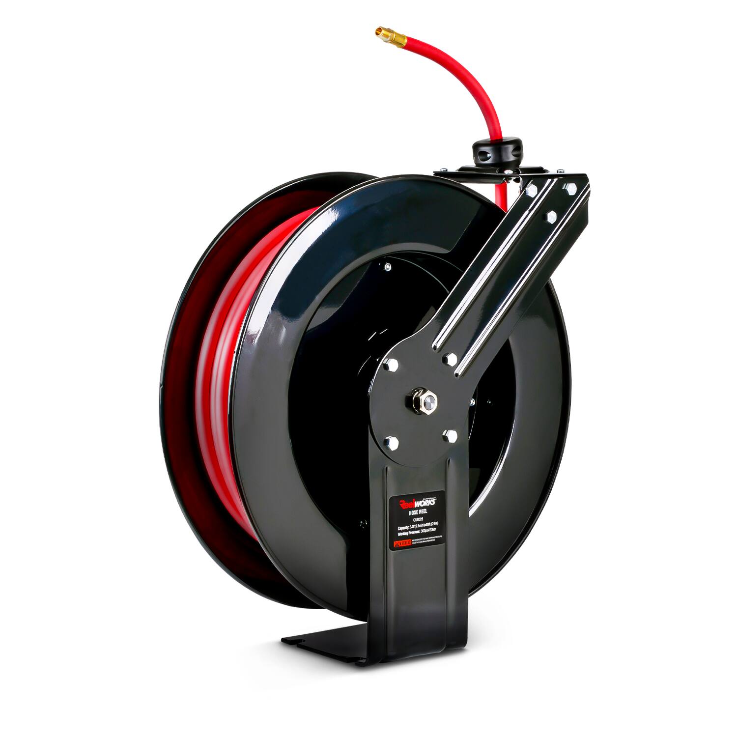Front. Reelworks - ReelWorks Air Hose Reel Retractable - Red Black.