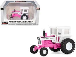 SpecCast Collectibles - Minneapolis Moline G840 Wide Front Tractor with Cab Hot Pink and White 1/64 Diecast Model by SpecCast