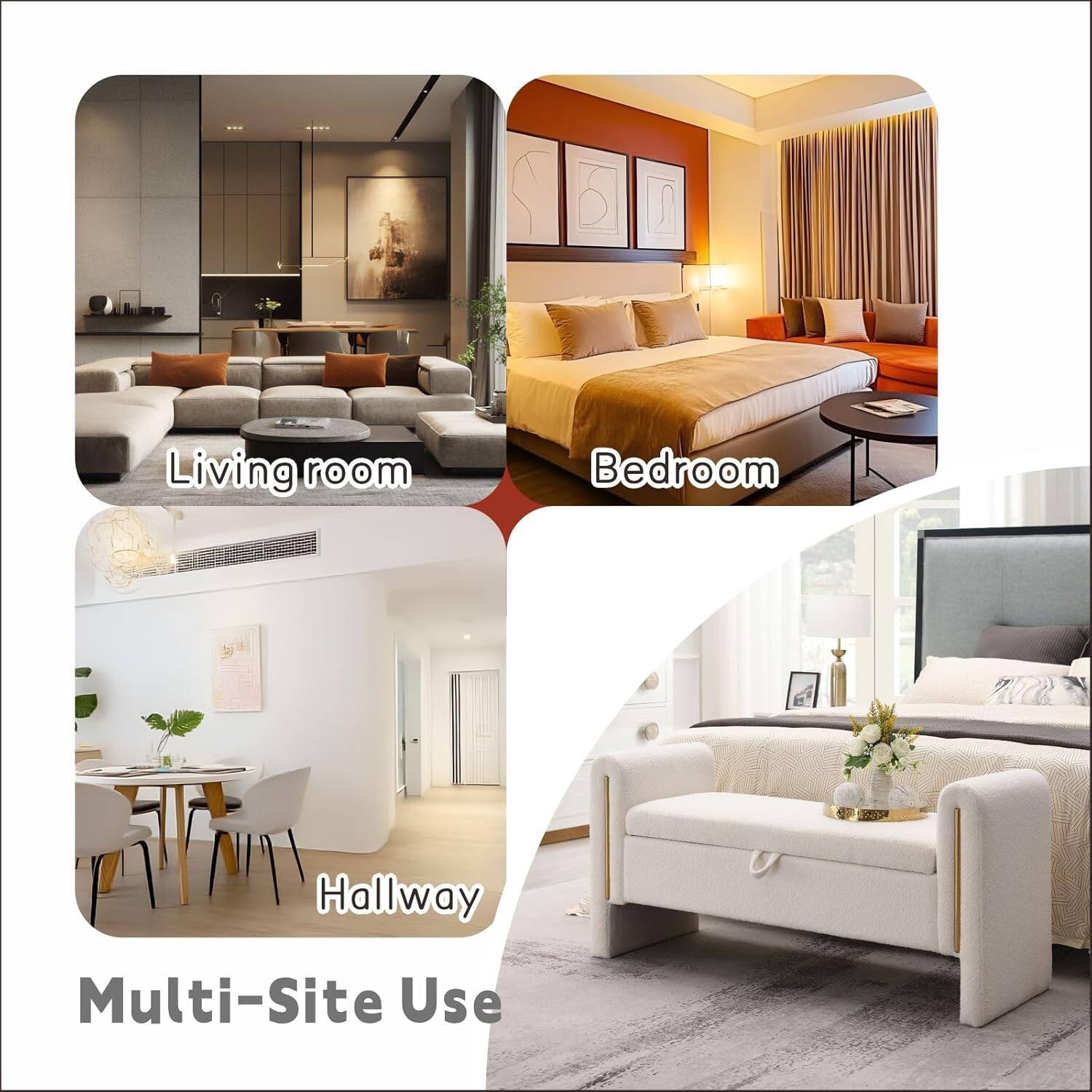 Living room  
Bedroom  
Hallway  
Multi-Site Use