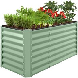 Best Choice Products - 4x2x2ft Outdoor Metal Raised Garden Bed for Vegetables Flowers Herbs - Sage Green