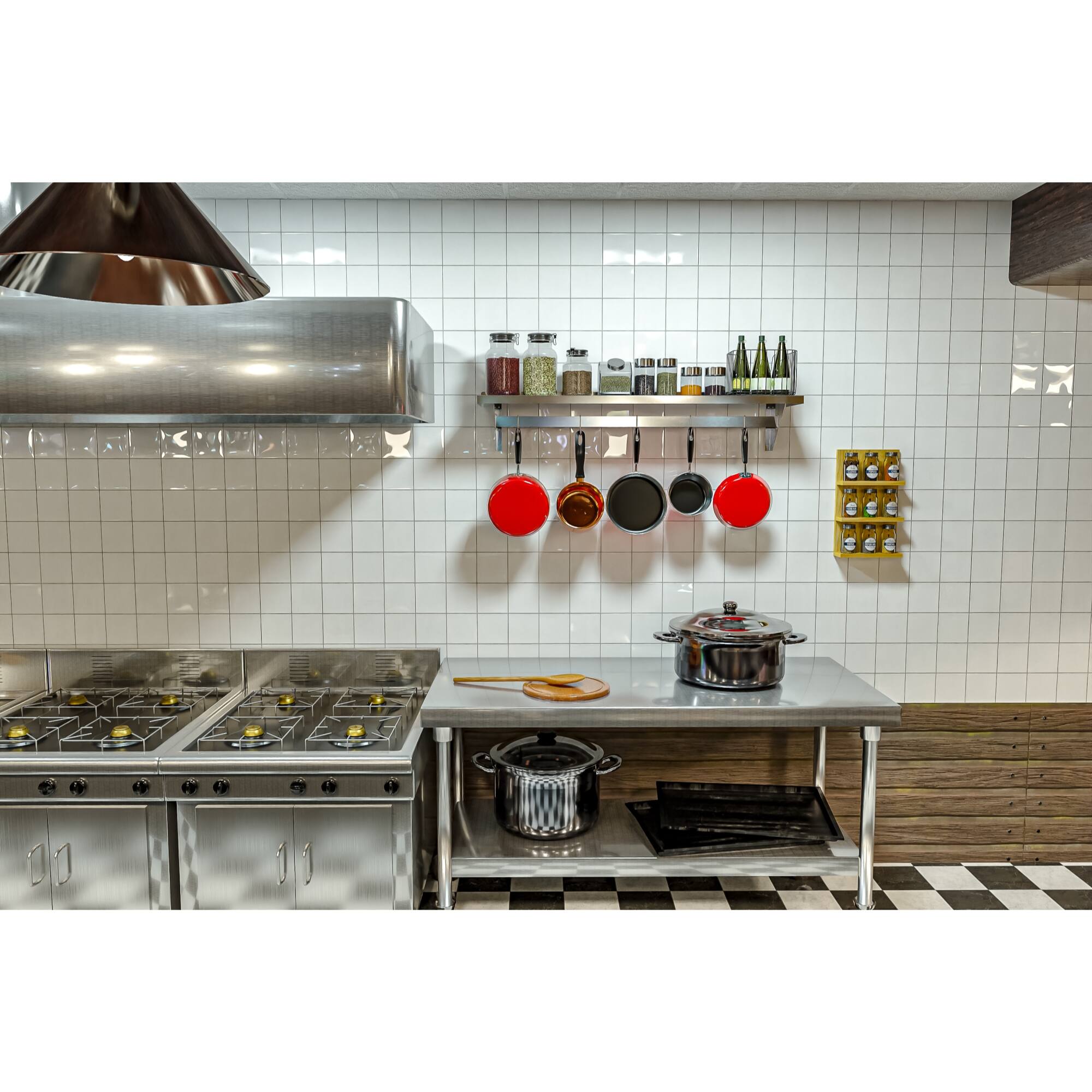 Alt View 7. Koolmore - 12" x 60" 18-Gauge Stainless-Steel Heavy Duty Wall Shelf with Pot Rack, WMPS-1260. - Stainless-Steel.