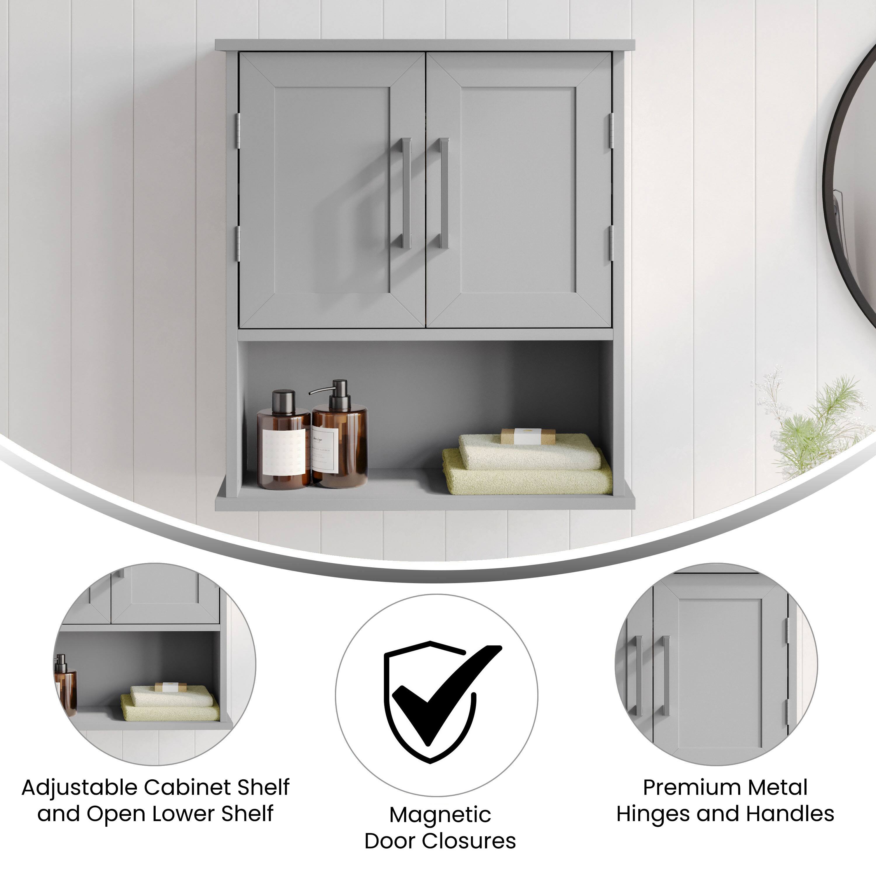 Adjustable Cabinet Shelf and Open Lower Shelf  
Magnetic Door Closures  
Premium Metal Hinges and Handles