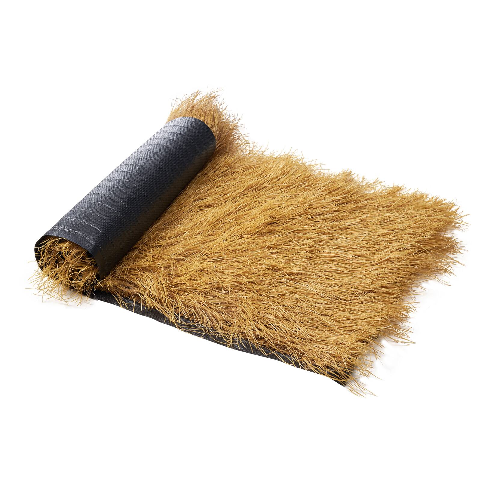Front. VEVOR - Artificial Thatch Grass Roof, 1.3 x 3.9 ft Tiki Bar Hut Thatch Roofing Roll, Waterproof & Fire-Resistant - Yellow.