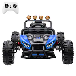 Acekool - 24V Ride on UTV,130w Electric Powered UTV with Remote Control,Spring Suspension,LED Light - Blue