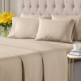 CGK Linens - Ultra Soft Solid 6 Piece Sheet Set - Comfortable Bed Sheets & Extra Pillowcases - King - Cream