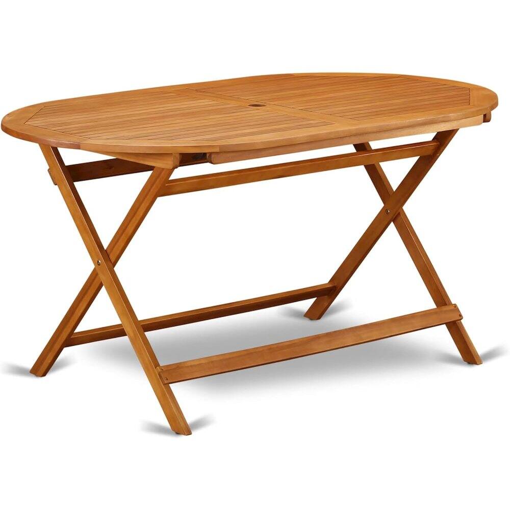 Left. East West Furniture - Wooden Patio Set Natural Oil - Brown.