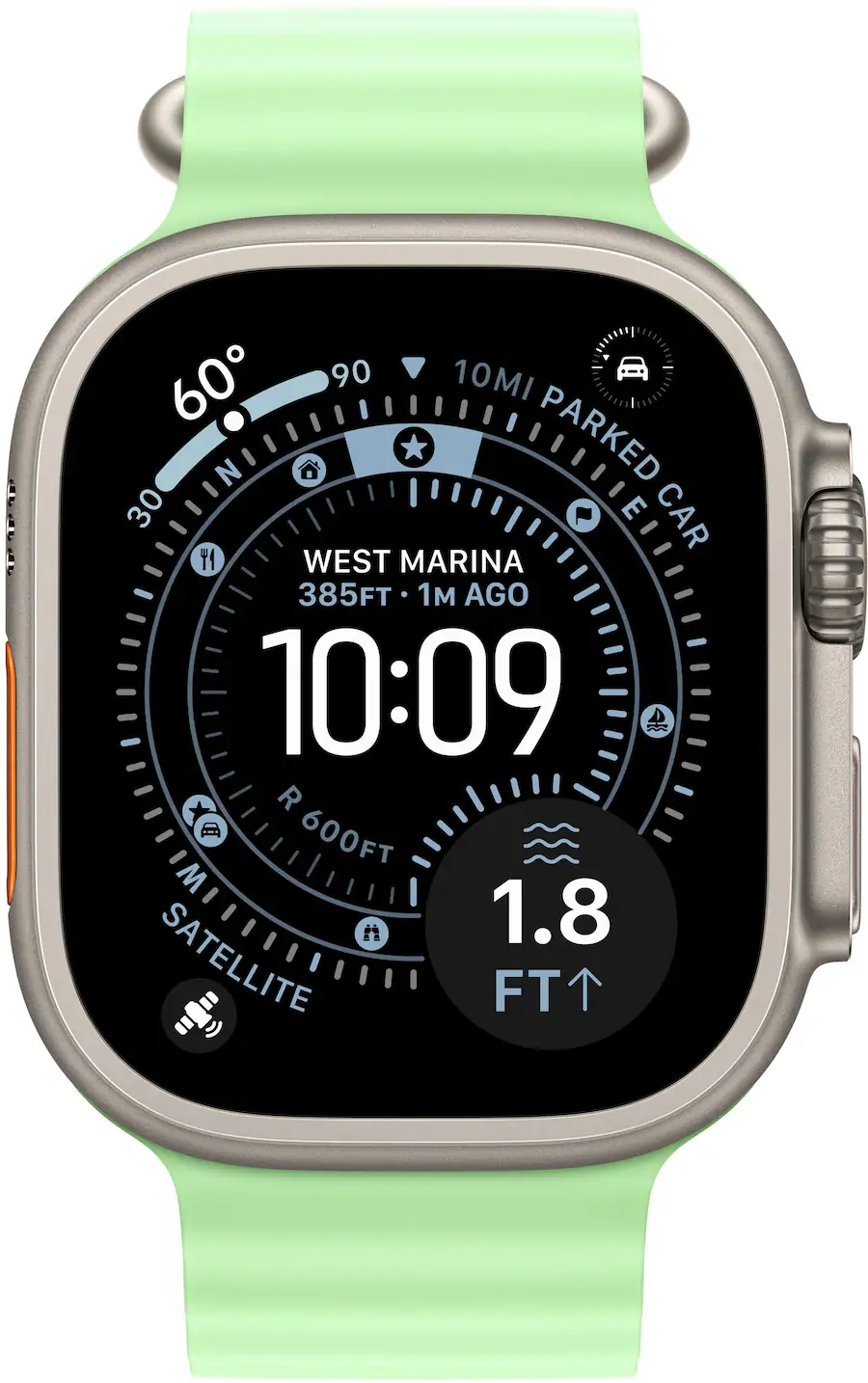 Apple 49mm Ocean Band Natural Titanium Finish Neon Green MGCF4AM/A