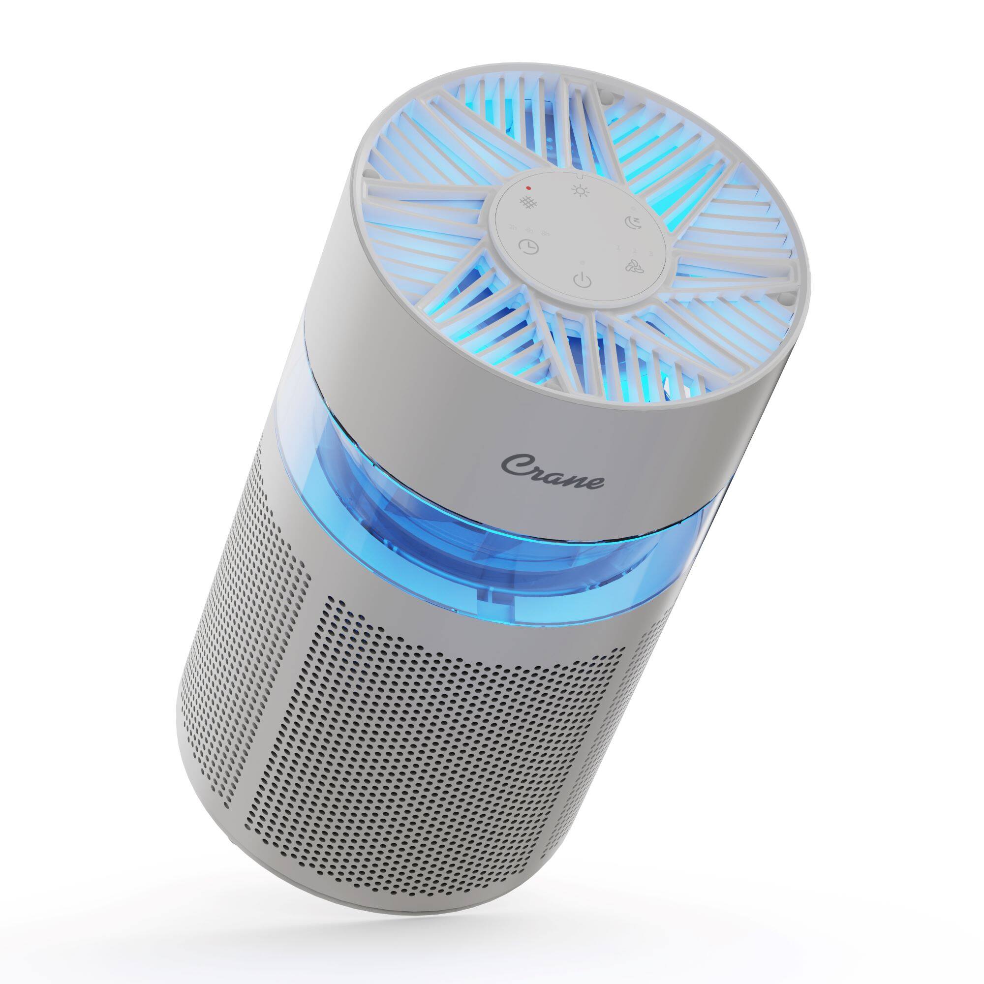 Left. CRANE - Crane True HEPA Air Purifier, Up To 200 Sq. Ft., With Aroma Tray - White.