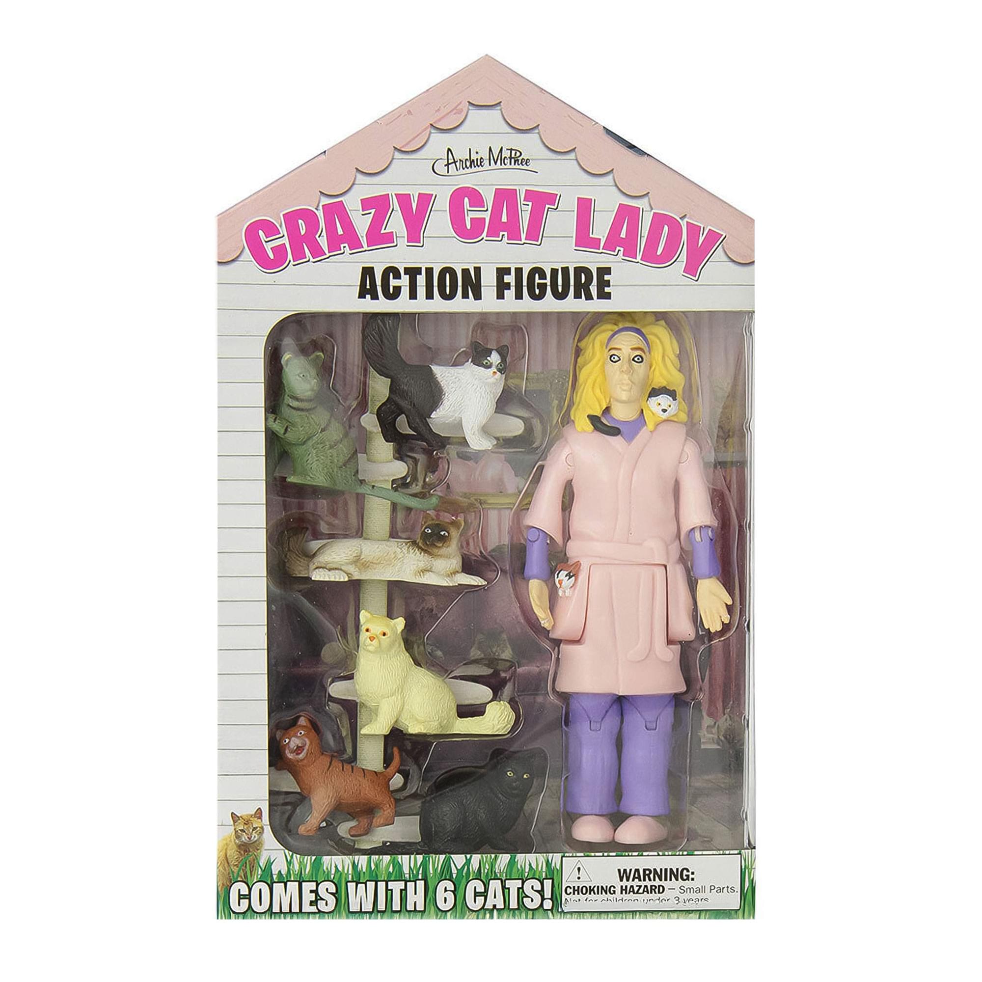 Archie McTRee CRAZY CAT LADY ACTION FIGURE! WARNING: CHOKING HAZARD Small Parts COMES WITH 6 CATS!