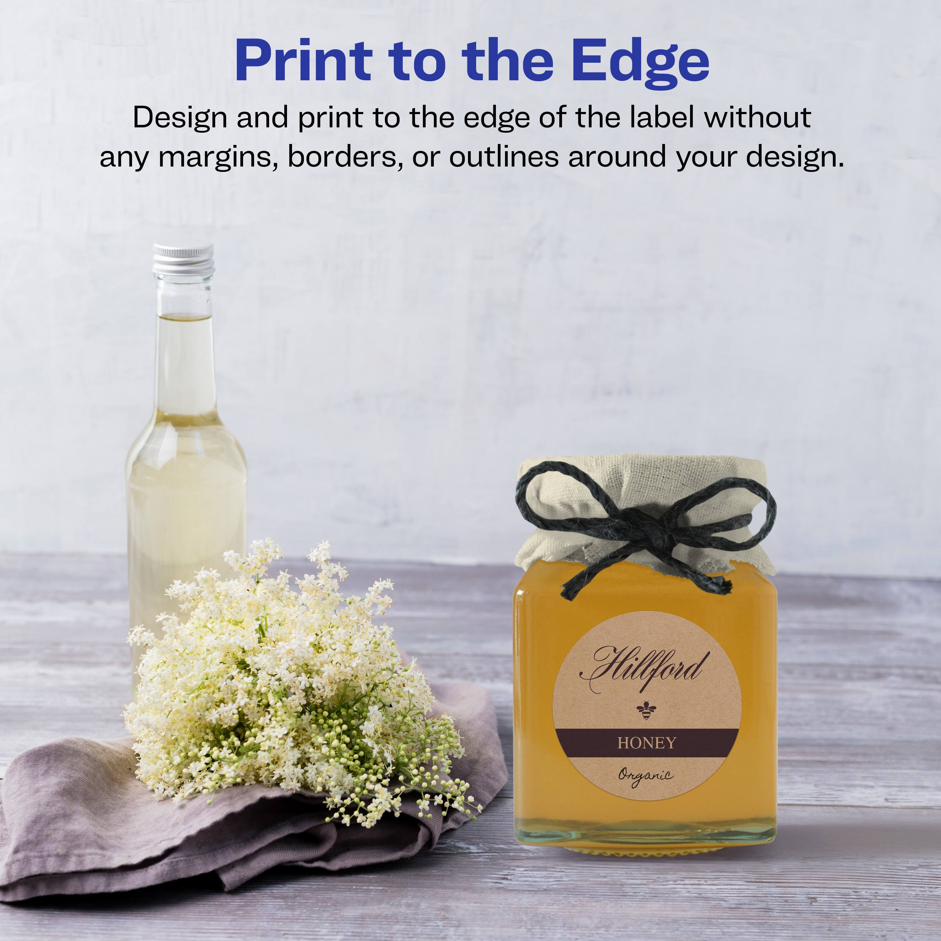 Print to the Edge

Design and print to the edge of the label without any margins, borders, or outlines around your design.

Hillford HONEY Organic
