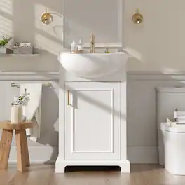 Loheer - 20 inch bathroom vanity with sink, Freestanding Single Vanity French Style - White