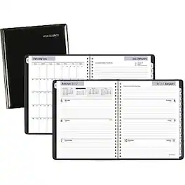 AT-A-GLANCE - 2026 DayMinder Executive 7" x 8.75" Weekly & Monthly Planner, Faux Leather Cover - Black