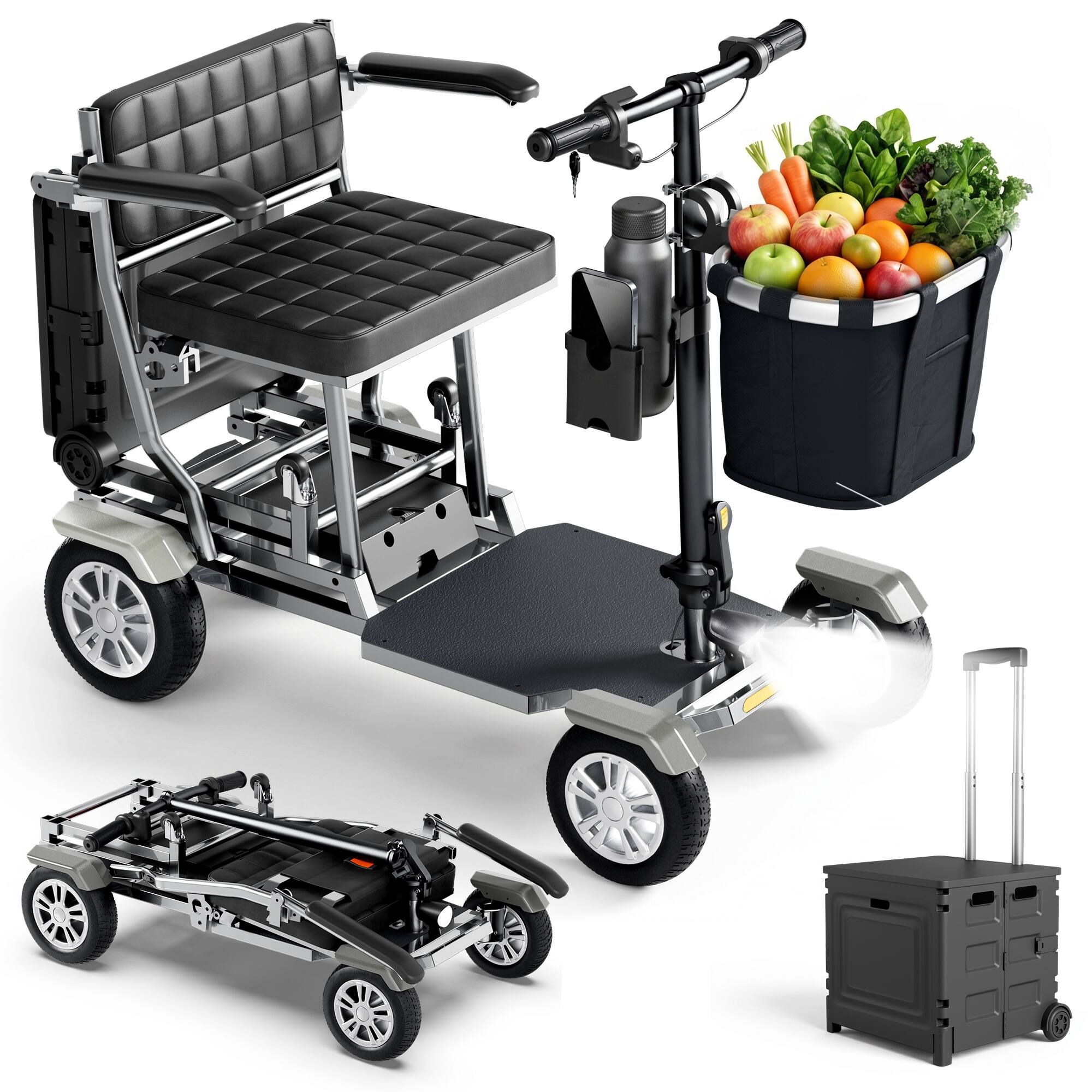 Famapy - Folding Electric Mobility Scooter for Seniors 300lbs, Heavy Duty Shopping Cart with Basket, 15 Miles Range & Safety Brak - Black price history on PriceWatchPro