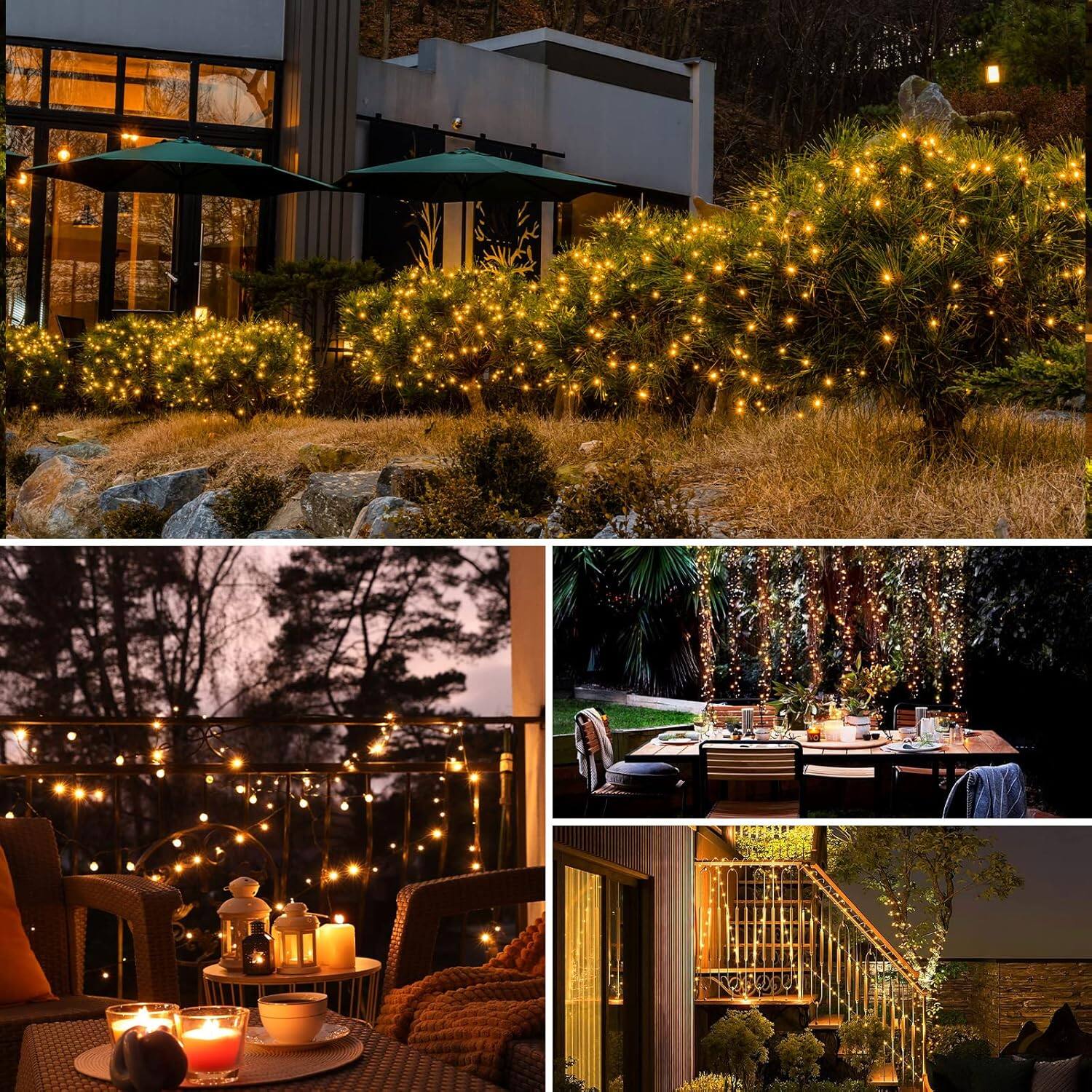 Alt View 2. Veranti - 2-Pack Solar Fairy String Lights, 110FT 300 LED, 8 Modes, High-Efficiency Solar Panel, Waterproof Copper Wire Lights.