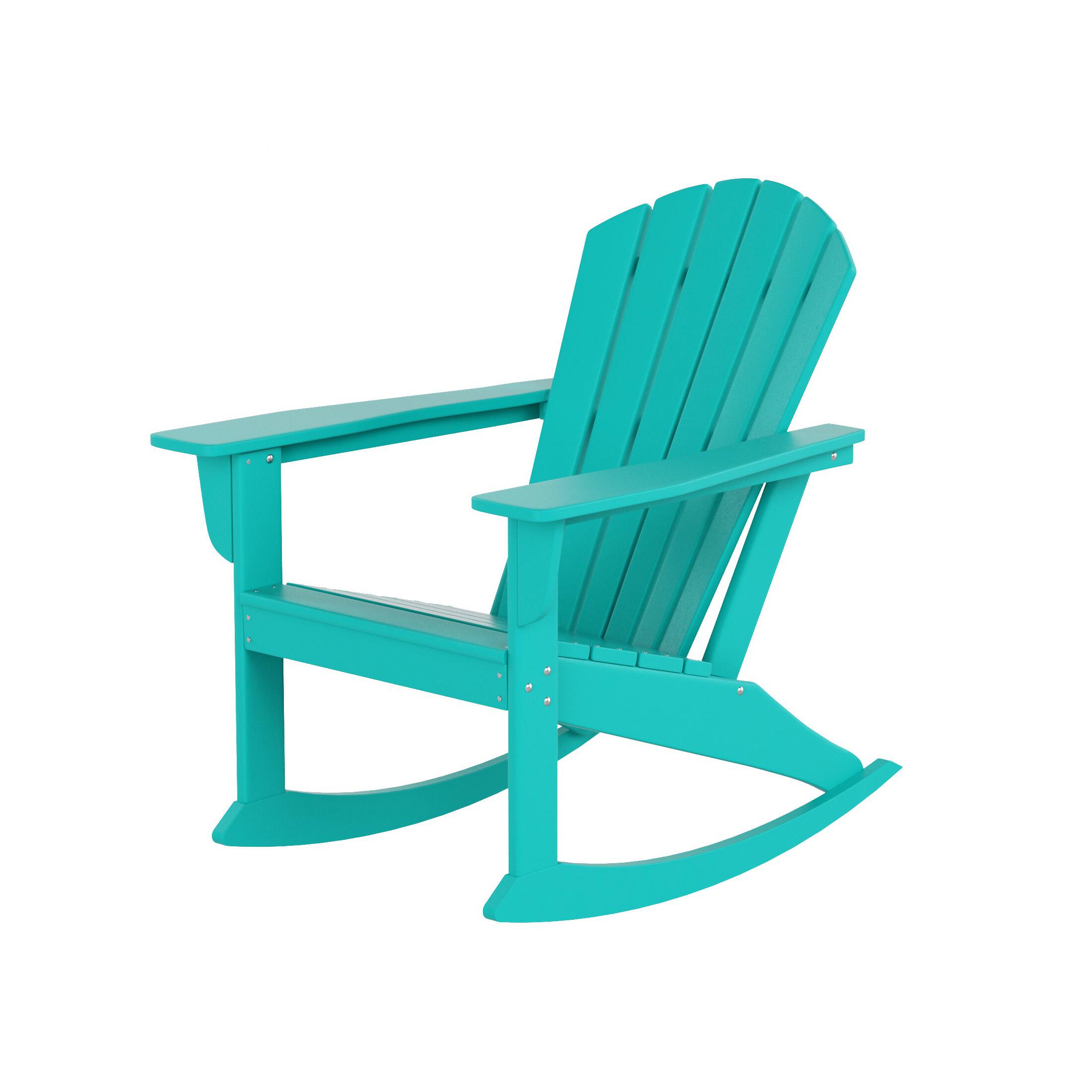 Alt View 3. WestinTrends - WestinTrends Dylan Outdoor Patio Poly Plastic Adirondack Rocking Chair - Turquoise.